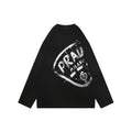 Prada Graffiti Shield Logo Print Long Sleeve T-Shirt | Black | PRA-GRF-SHD-LGO-PRT-LS-TSH-BLK