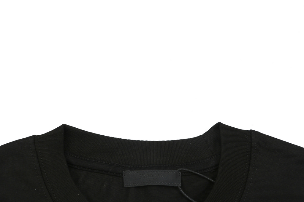 Prada Graffiti Shield Logo Print Long Sleeve T-Shirt | Black | PRA-GRF-SHD-LGO-PRT-LS-TSH-BLK