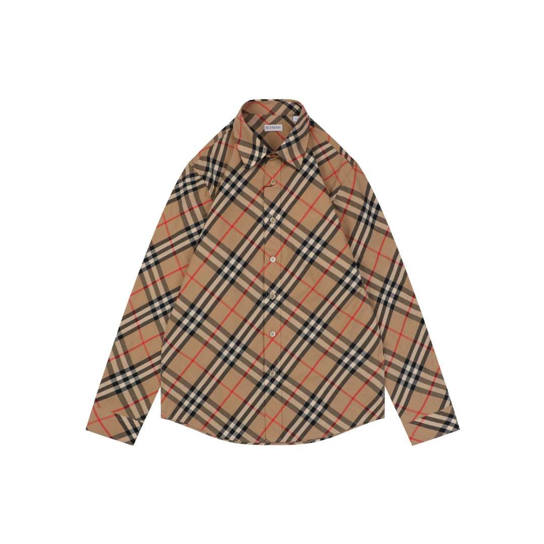 Burberry Diagonal Vintage Check Long Sleeve Shirt | Classic Camel | BUR-DIG-VTG-CHK-LS-SHT-CAM