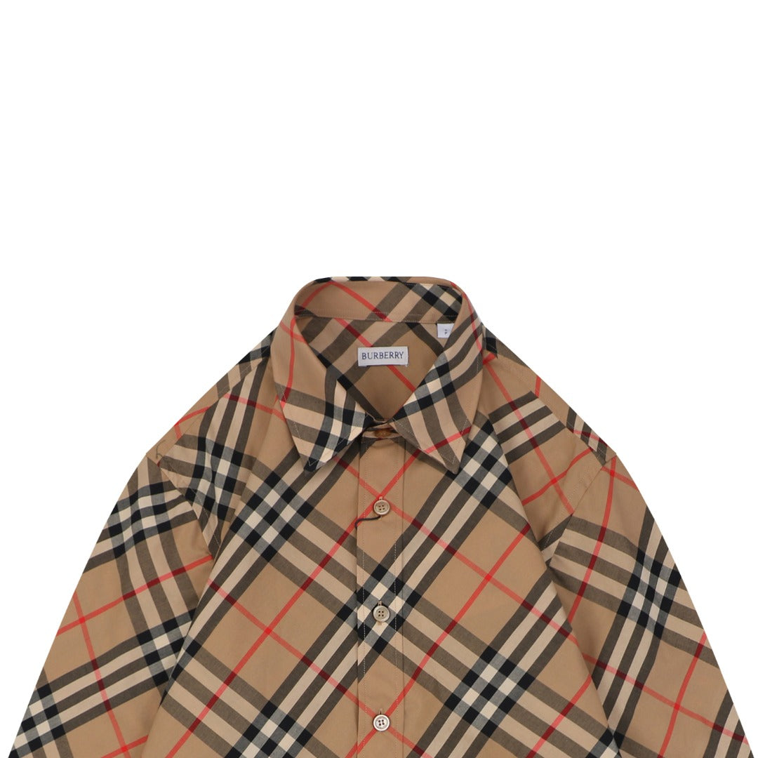 Burberry Diagonal Vintage Check Long Sleeve Shirt | Classic Camel | BUR-DIG-VTG-CHK-LS-SHT-CAM