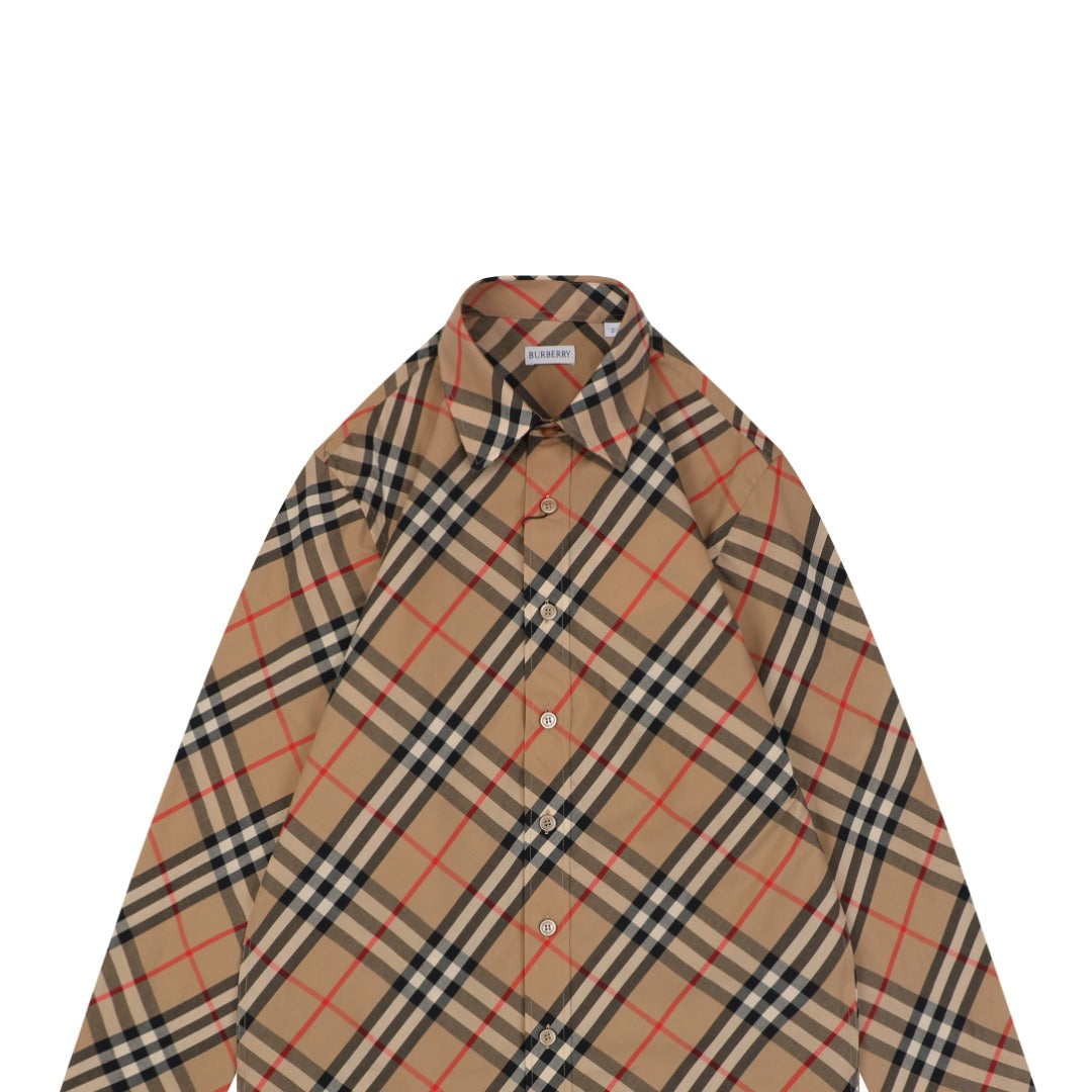 Burberry Diagonal Vintage Check Long Sleeve Shirt | Classic Camel | BUR-DIG-VTG-CHK-LS-SHT-CAM
