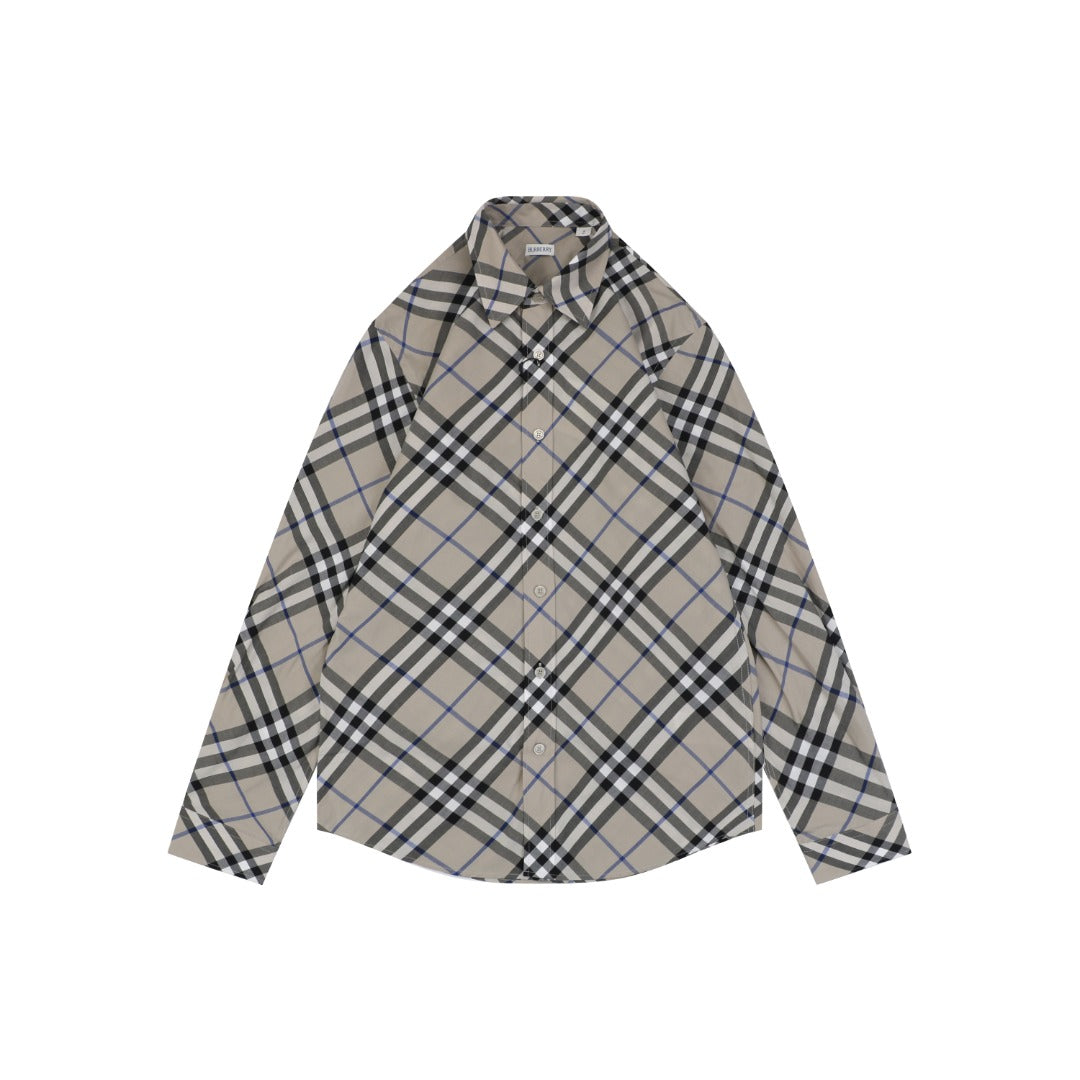 Burberry Diagonal Vintage Check Long Sleeve Shirt | Grey Taupe | BUR-DIG-VTG-CHK-LS-SHT-GTP
