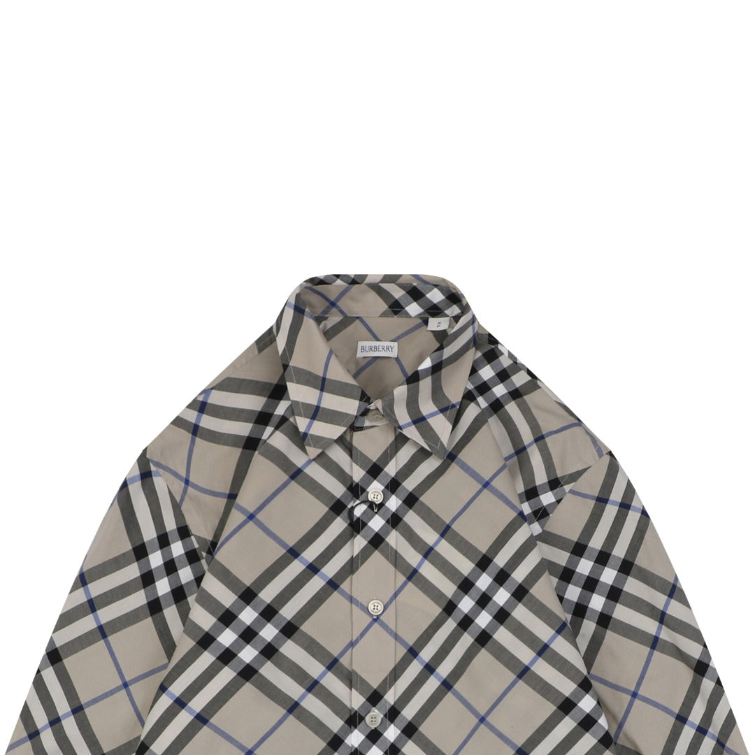 Burberry Diagonal Vintage Check Long Sleeve Shirt | Grey Taupe | BUR-DIG-VTG-CHK-LS-SHT-GTP