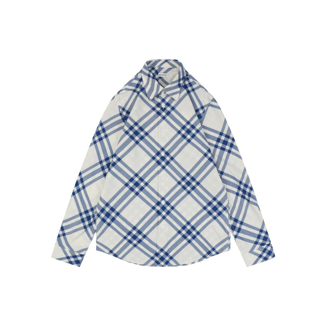 Burberry Diagonal Vintage Check Long Sleeve Shirt | Blue White | BUR-DIG-VTG-CHK-LS-SHT-BWH