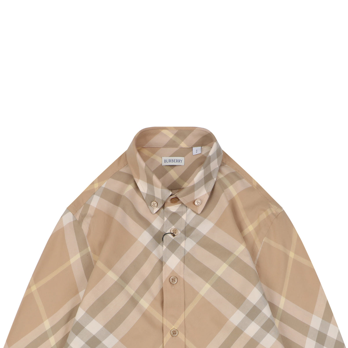 Burberry Diagonal Vintage Check Long Sleeve Shirt | Light Camel | BUR-DIG-VTG-CHK-LS-SHT-LCM