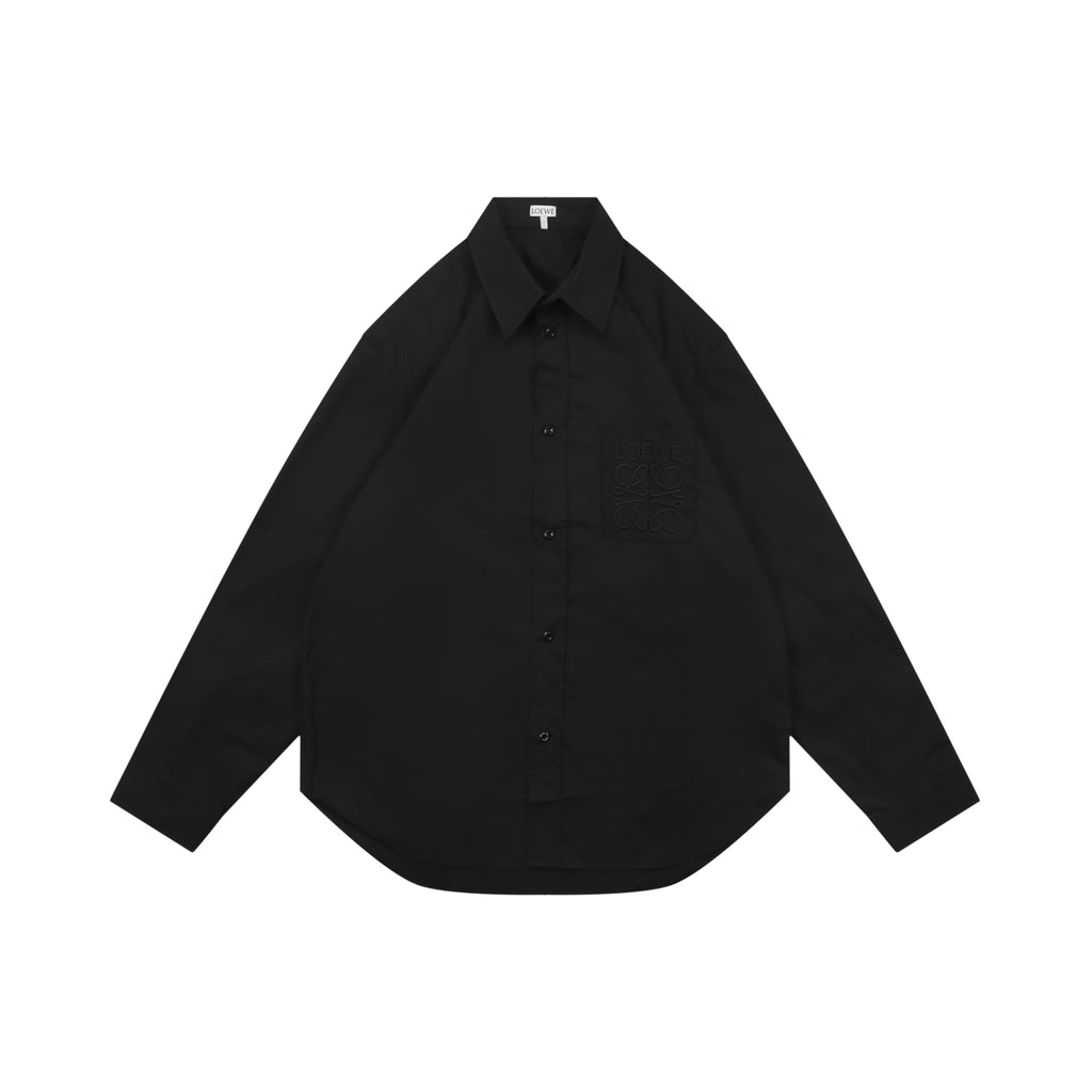 Louis Vuitton Tonal LV Monogram Jacquard Long Sleeve Shirt | Black | LV-TN-MON-JCQ-LS-SHT-BLK