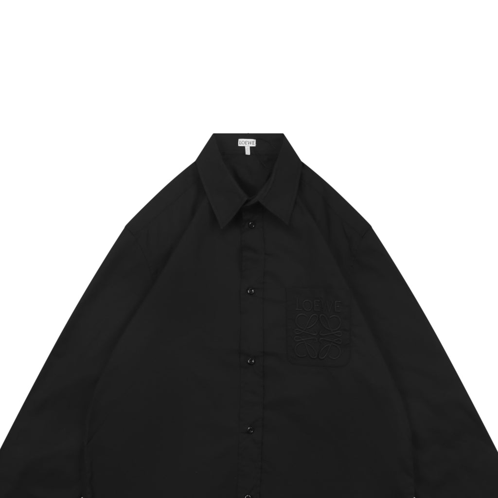 Louis Vuitton Tonal LV Monogram Jacquard Long Sleeve Shirt | Black | LV-TN-MON-JCQ-LS-SHT-BLK