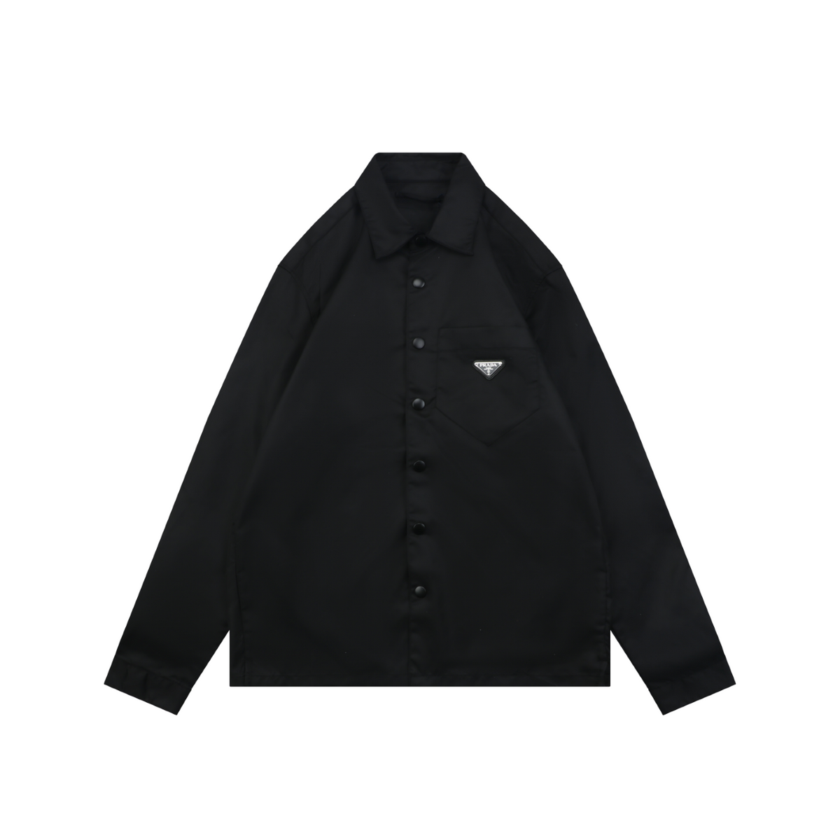 Prada Triangle Logo Pocket Nylon Shirt Jacket | Black | PRA-TRI-LGO-PKT-NYL-SHT-JKT-BLK