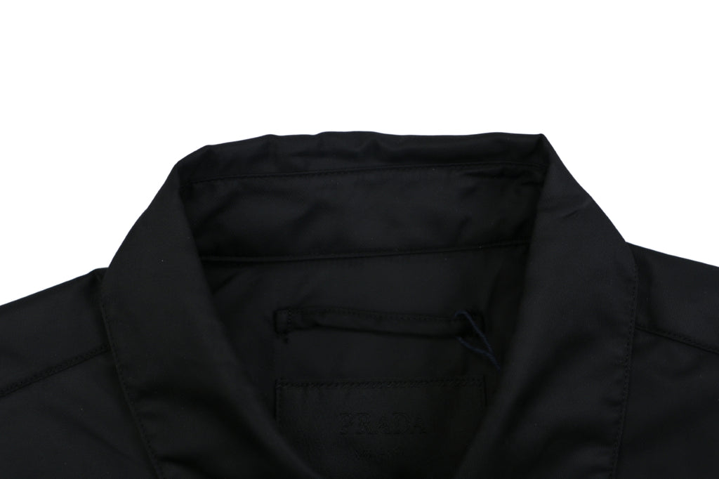 Prada Triangle Logo Pocket Nylon Shirt Jacket | Black | PRA-TRI-LGO-PKT-NYL-SHT-JKT-BLK
