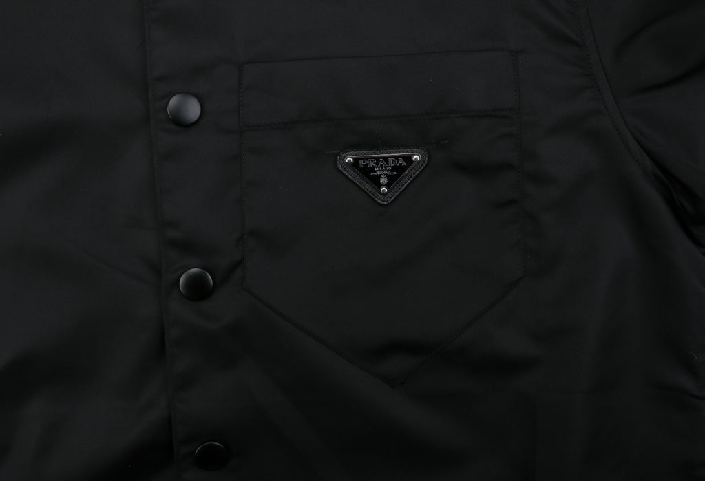 Prada Triangle Logo Pocket Nylon Shirt Jacket | Black | PRA-TRI-LGO-PKT-NYL-SHT-JKT-BLK