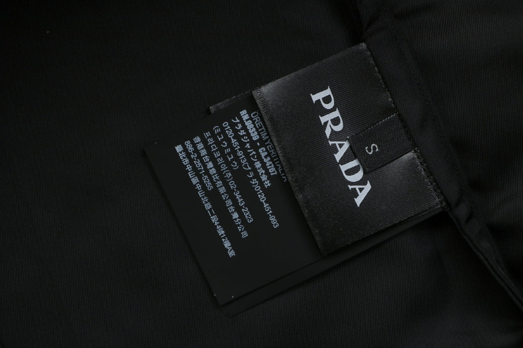 Prada Triangle Logo Pocket Nylon Shirt Jacket | Black | PRA-TRI-LGO-PKT-NYL-SHT-JKT-BLK