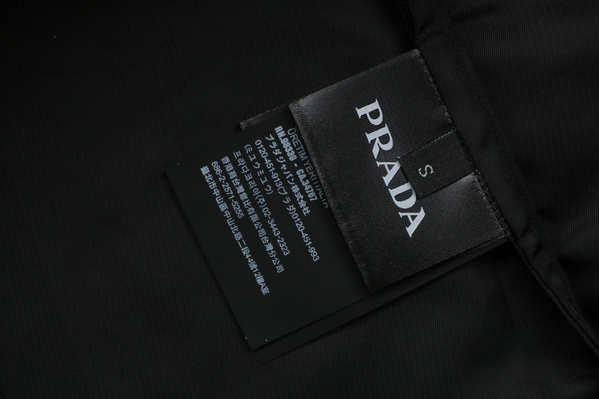 Prada Triangle Logo Pocket Nylon Shirt Jacket | Black | PRA-TRI-LGO-PKT-NYL-SHT-JKT-BLK
