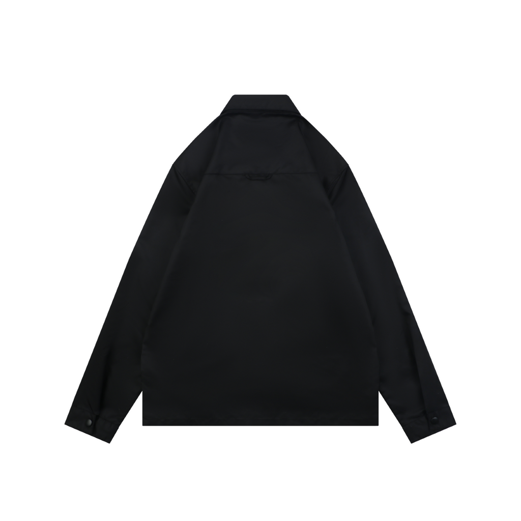 Prada Triangle Logo Pocket Nylon Shirt Jacket | Black | PRA-TRI-LGO-PKT-NYL-SHT-JKT-BLK