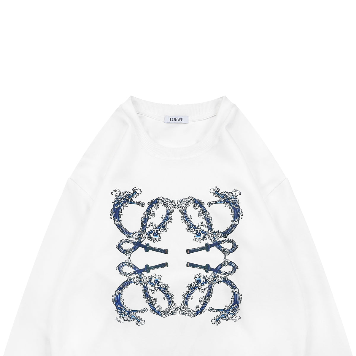Loewe Wave Anagram Print Crew Neck Sweatshirt | White | LOE-WAV-ANG-PRT-CRW-SWT-WHT