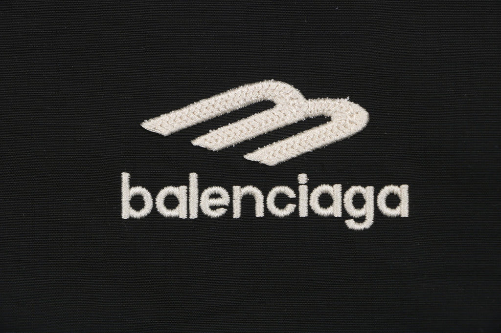 Balenciaga 3B Script Logo Contrast Piping Hooded Jacket | Black | BAL-3B-SCR-LGO-PPG-HD-JKT-BLK