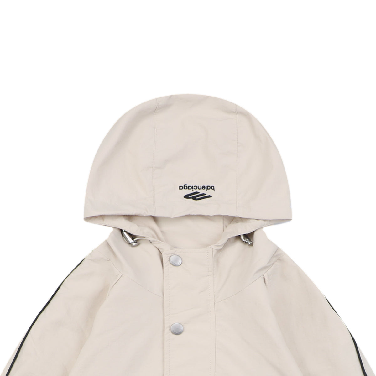 Balenciaga 3B Script Logo Contrast Piping Hooded Jacket | Khaki | BAL-3B-SCR-LGO-PPG-HD-JKT-KHK