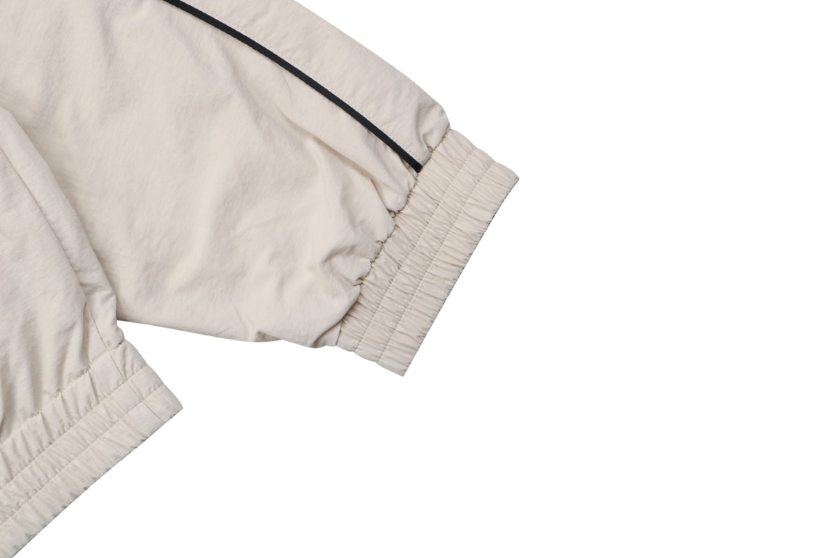 Balenciaga 3B Script Logo Contrast Piping Hooded Jacket | Khaki | BAL-3B-SCR-LGO-PPG-HD-JKT-KHK