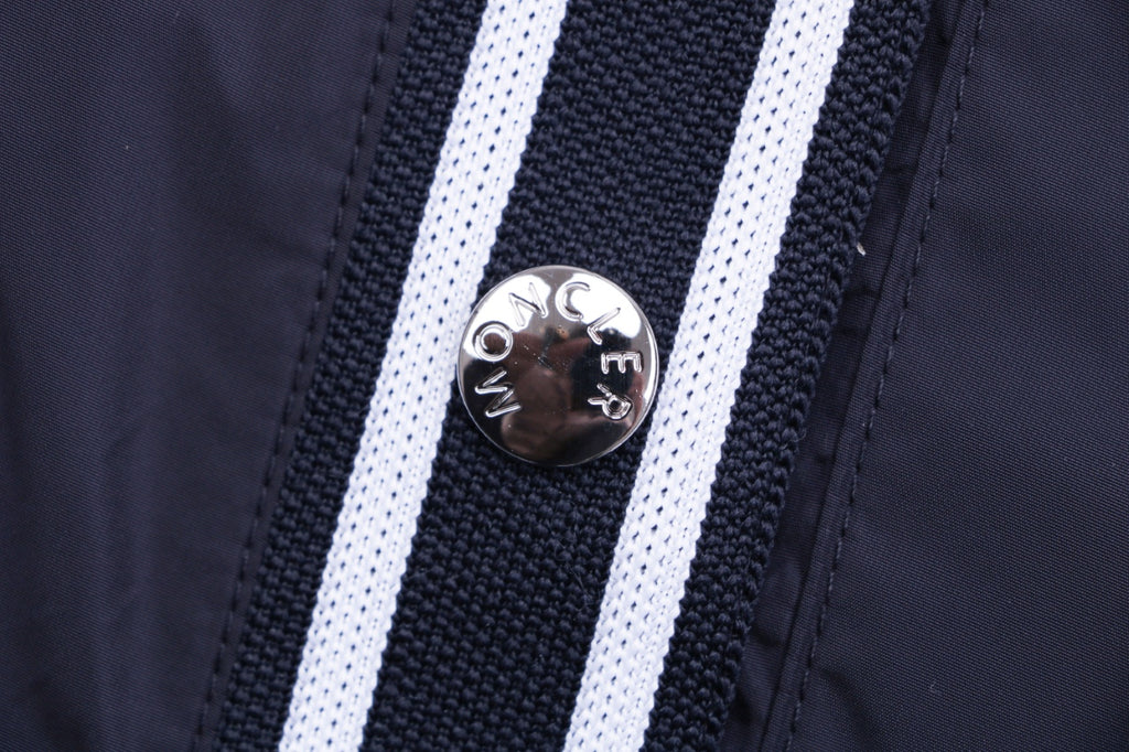 Moncler Horizontal Stripe Logo Tape Hooded Zip Jacket | Navy