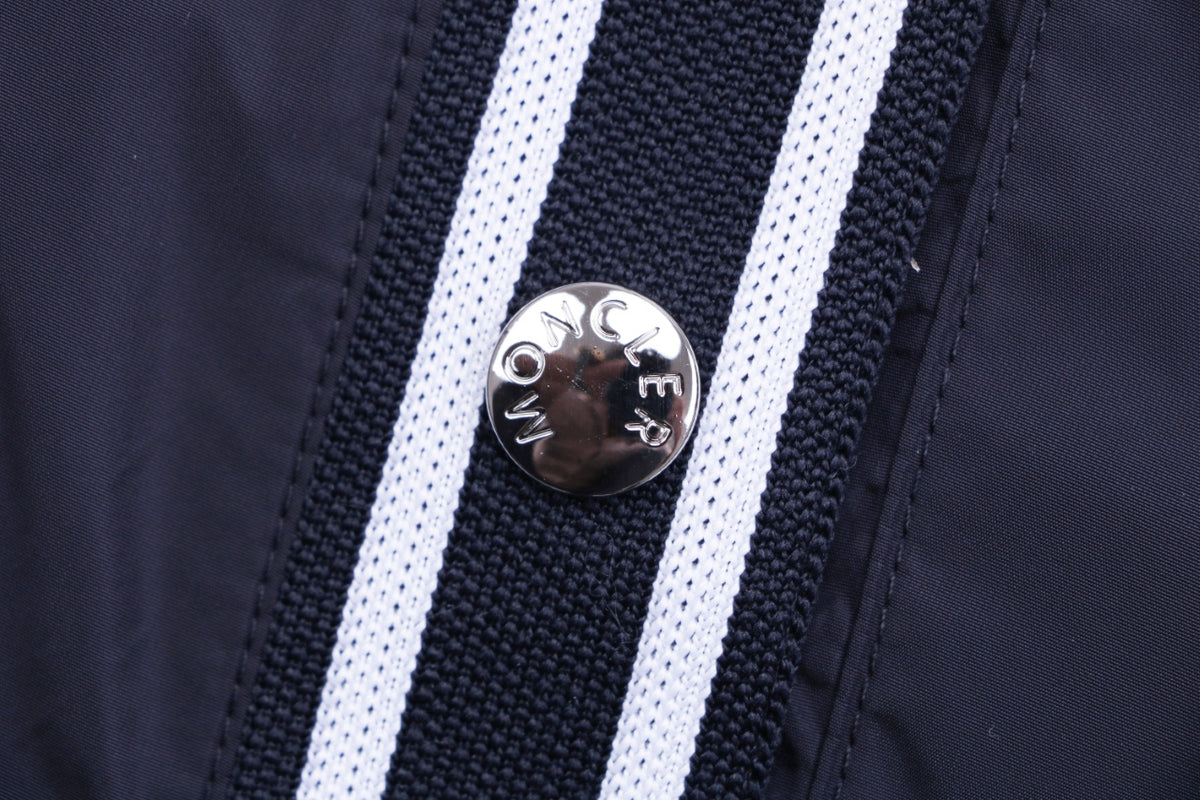 Moncler Horizontal Stripe Logo Tape Hooded Zip Jacket | Navy