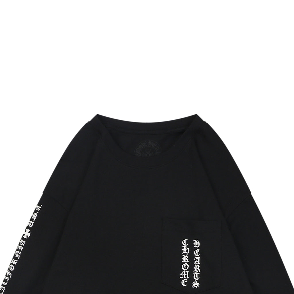 Chrome Hearts Oversized Floral Cross Print Long Sleeve T-Shirt | Black