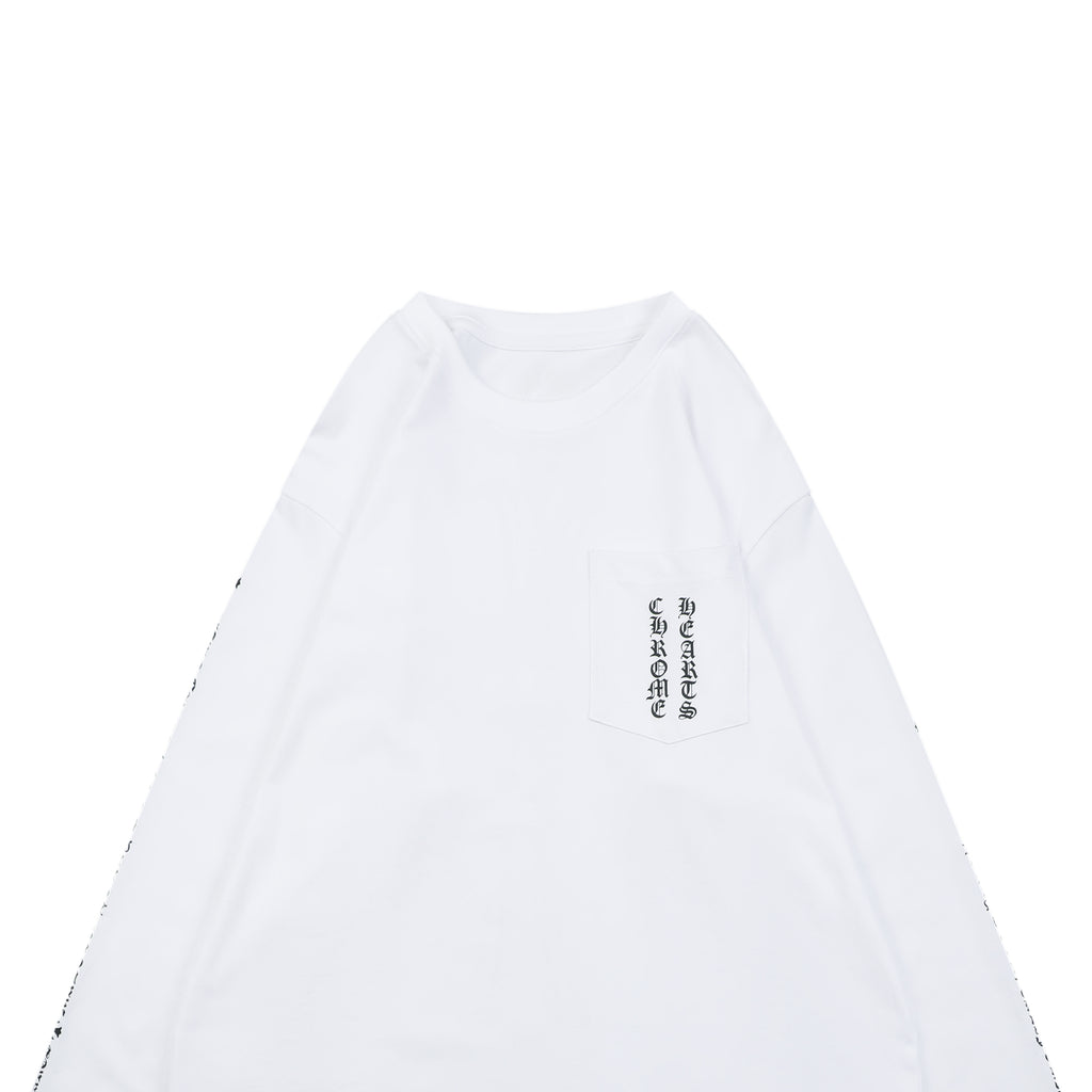 Chrome Hearts Oversized Floral Cross Print Long Sleeve T-Shirt | White