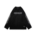 Chrome Hearts Glitter Sanskrit Gothic Script Hockey Long Sleeve T-Shirt | Black