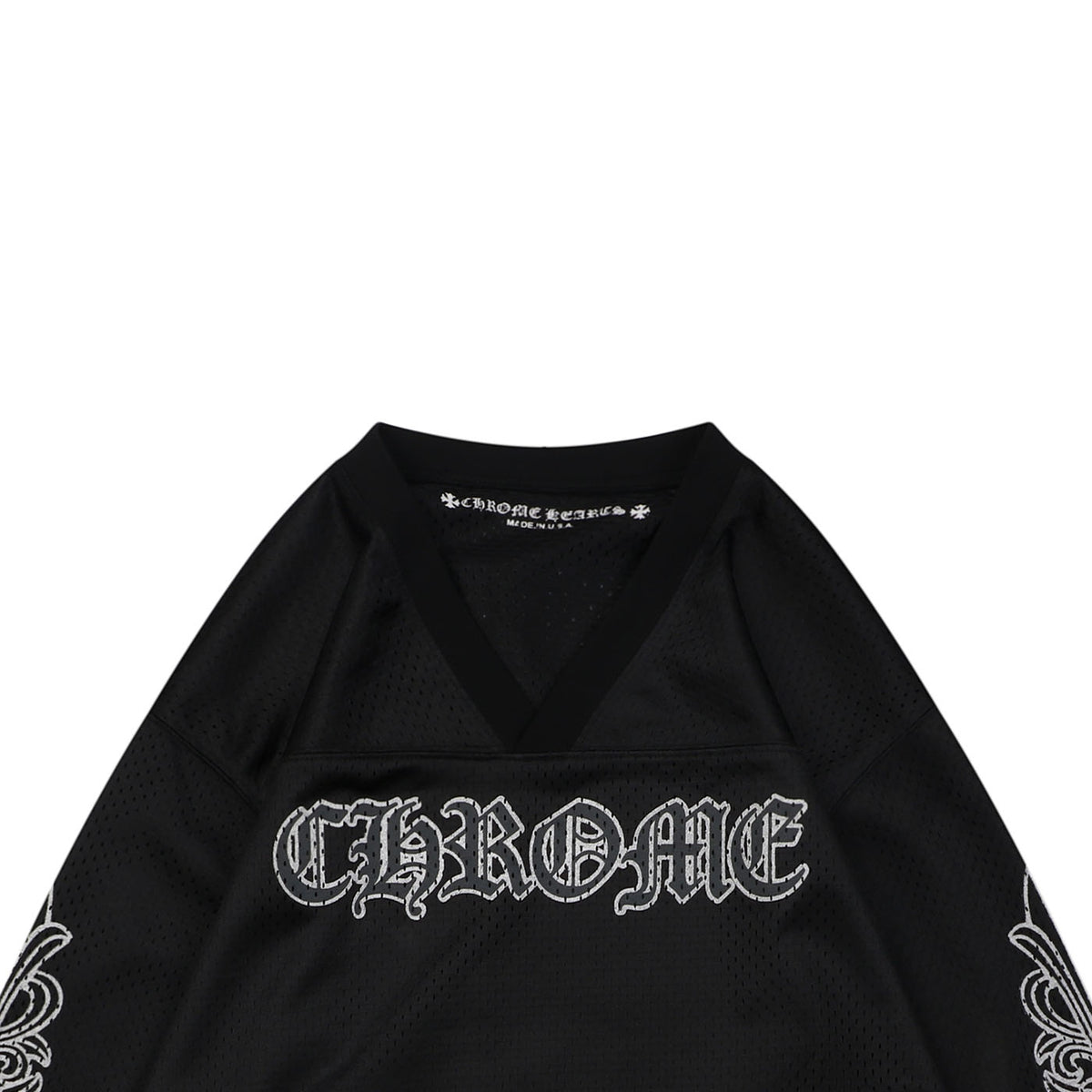 Chrome Hearts Glitter Sanskrit Gothic Script Hockey Long Sleeve T-Shirt | Black