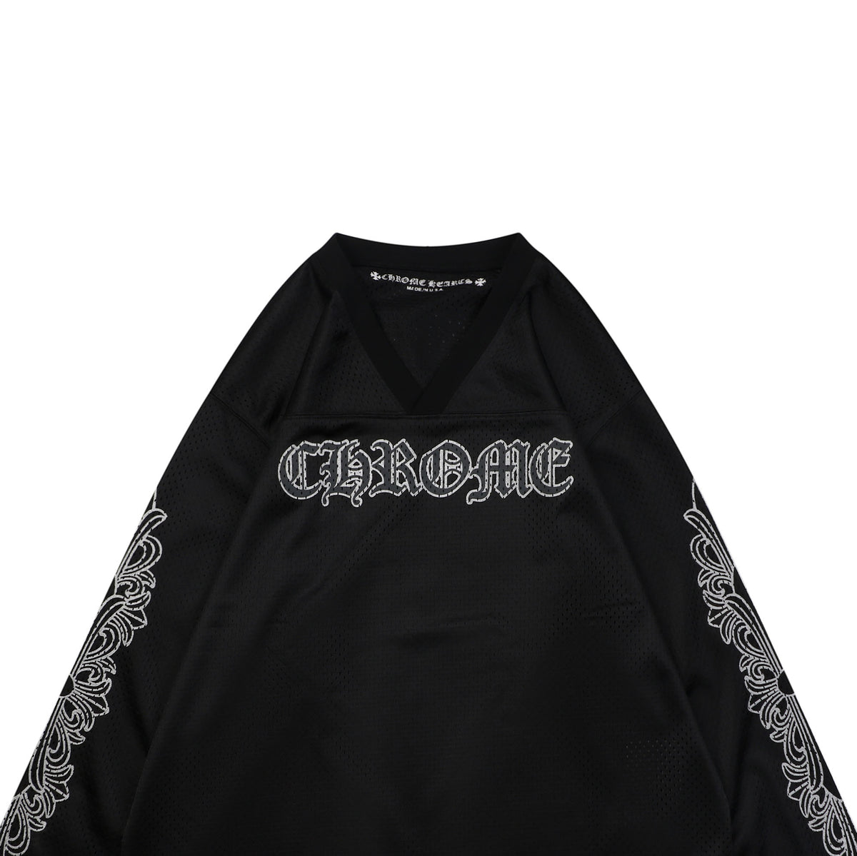 Chrome Hearts Glitter Sanskrit Gothic Script Hockey Long Sleeve T-Shirt | Black
