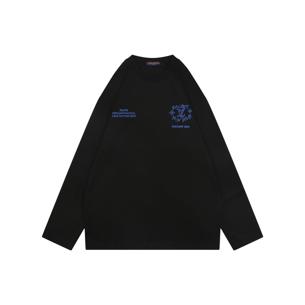 Louis Vuitton Dreamin' Man Rocky's Matcha Graffiti Slogan Print Long Sleeve T-Shirt | Black
