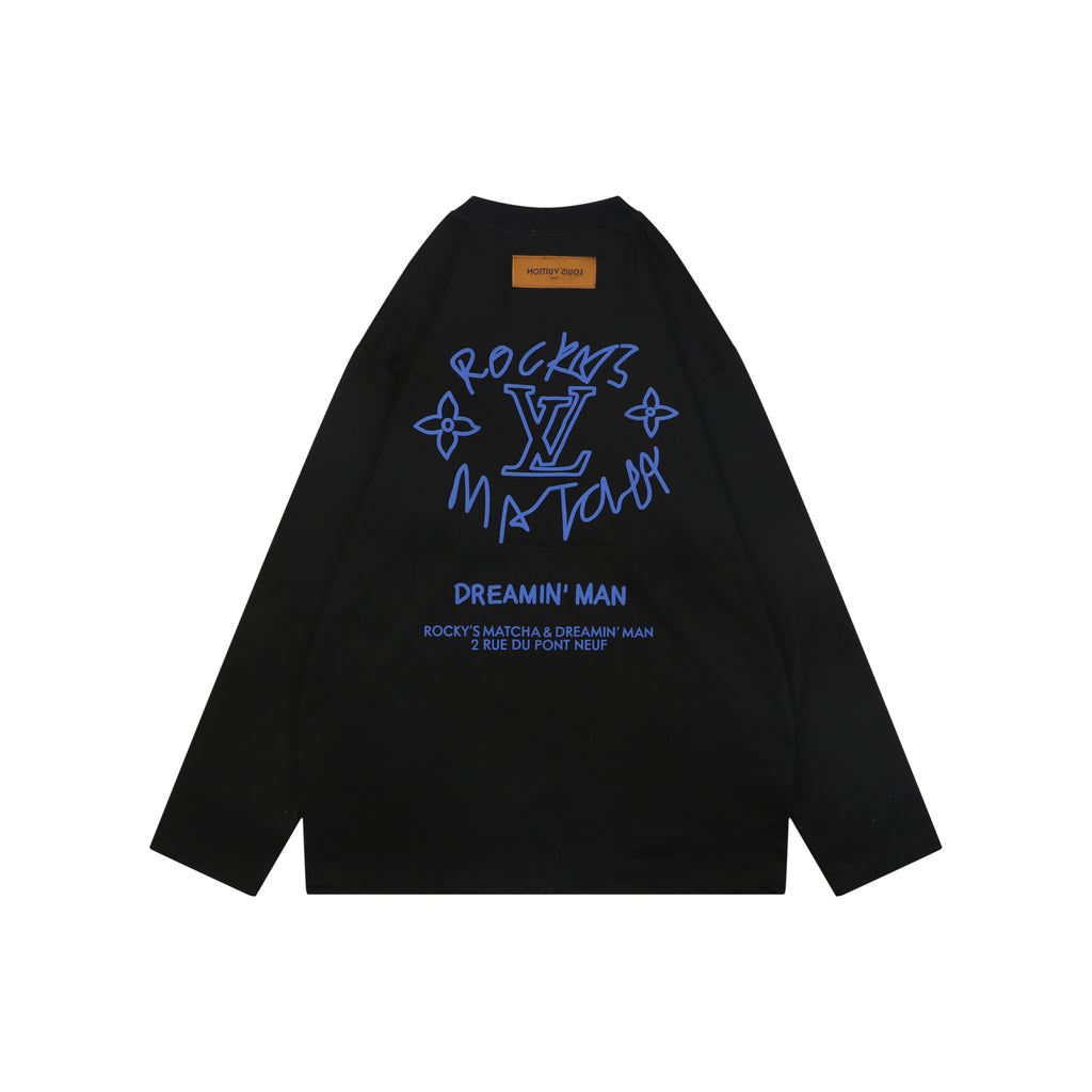 Louis Vuitton Dreamin' Man Rocky's Matcha Graffiti Slogan Print Long Sleeve T-Shirt | Black