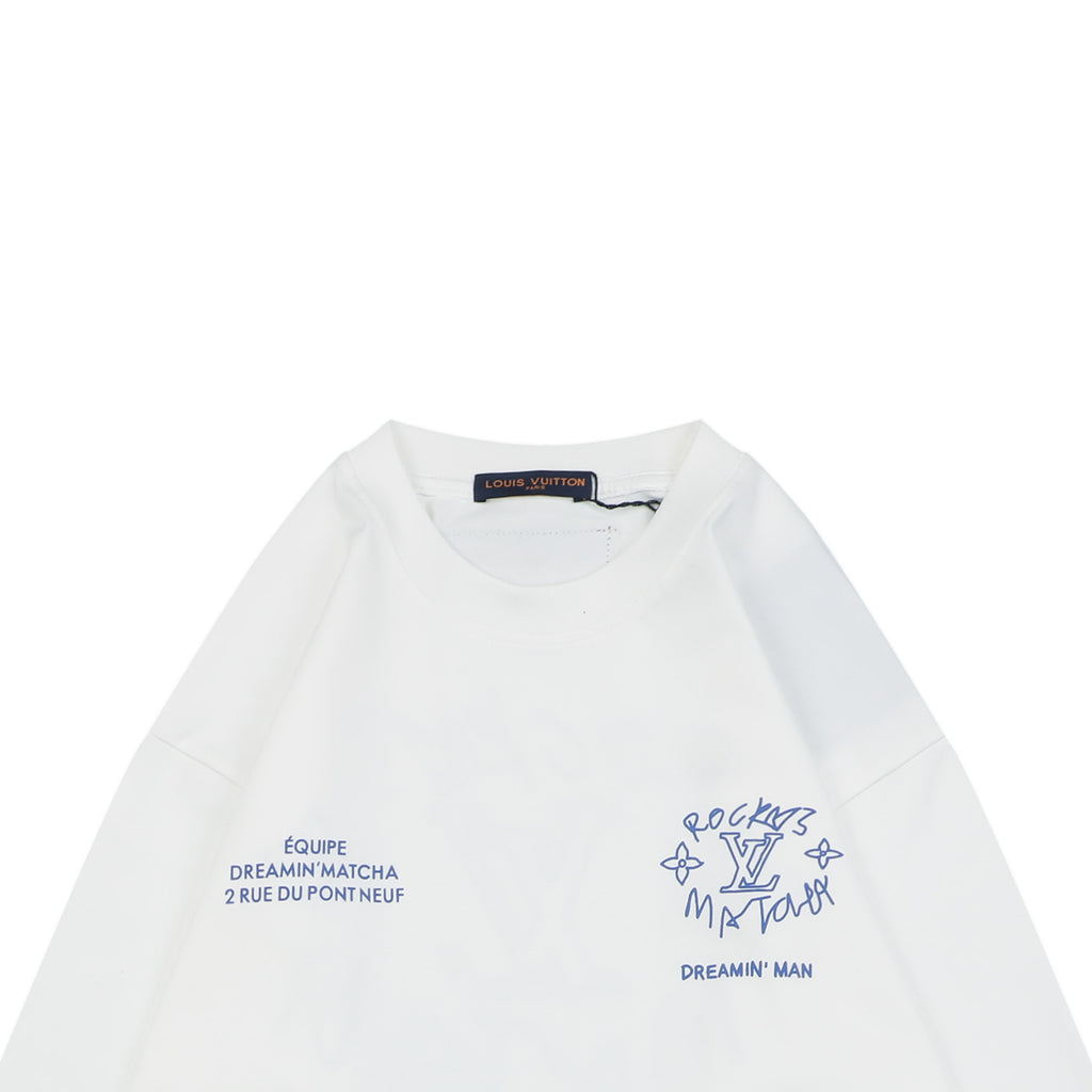 Louis Vuitton Dreamin' Man Rocky's Matcha Graffiti Slogan Print Long Sleeve T-Shirt | White