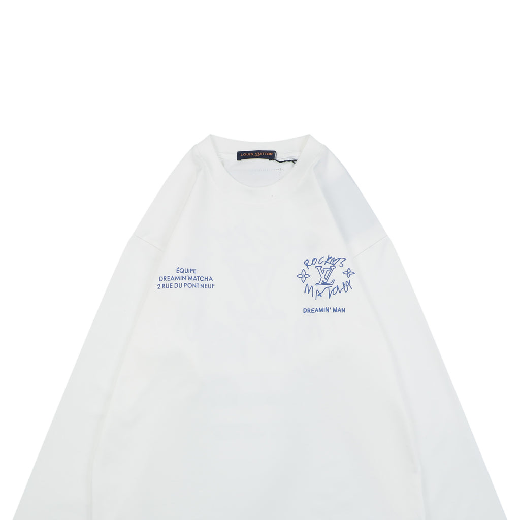 Louis Vuitton Dreamin' Man Rocky's Matcha Graffiti Slogan Print Long Sleeve T-Shirt | White