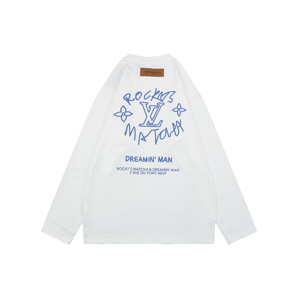 Louis Vuitton Dreamin' Man Rocky's Matcha Graffiti Slogan Print Long Sleeve T-Shirt | White