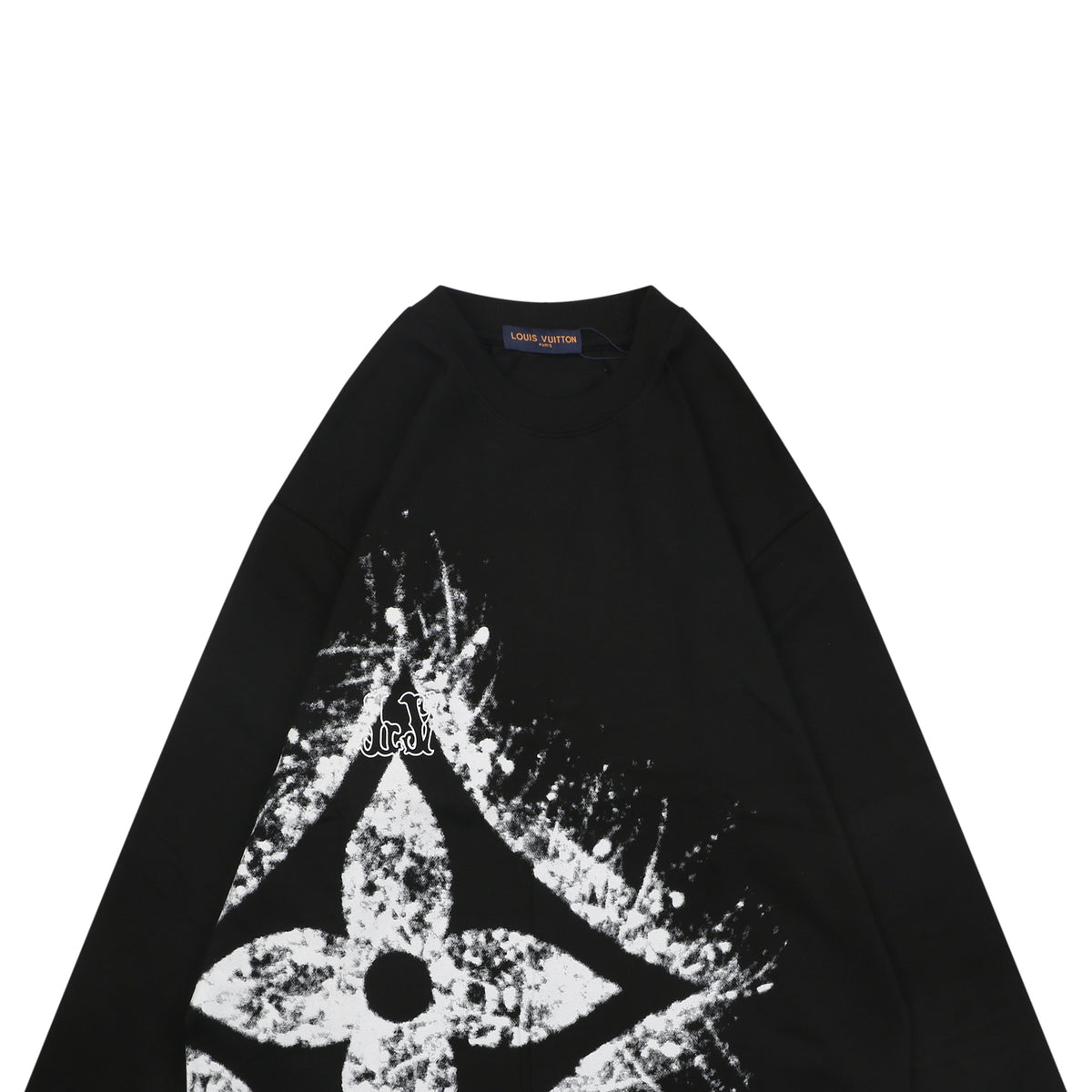 Louis Vuitton Oversized Spray Paint Monogram Flower Print Long Sleeve T-Shirt | Black