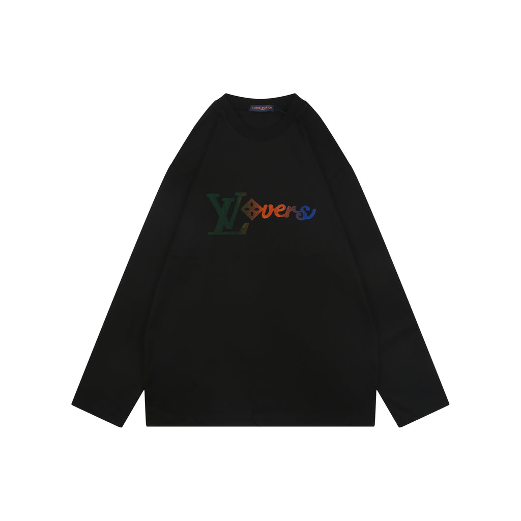 Louis Vuitton Gradient Monogram Flocked Lovers Script Long Sleeve T-Shirt | Black