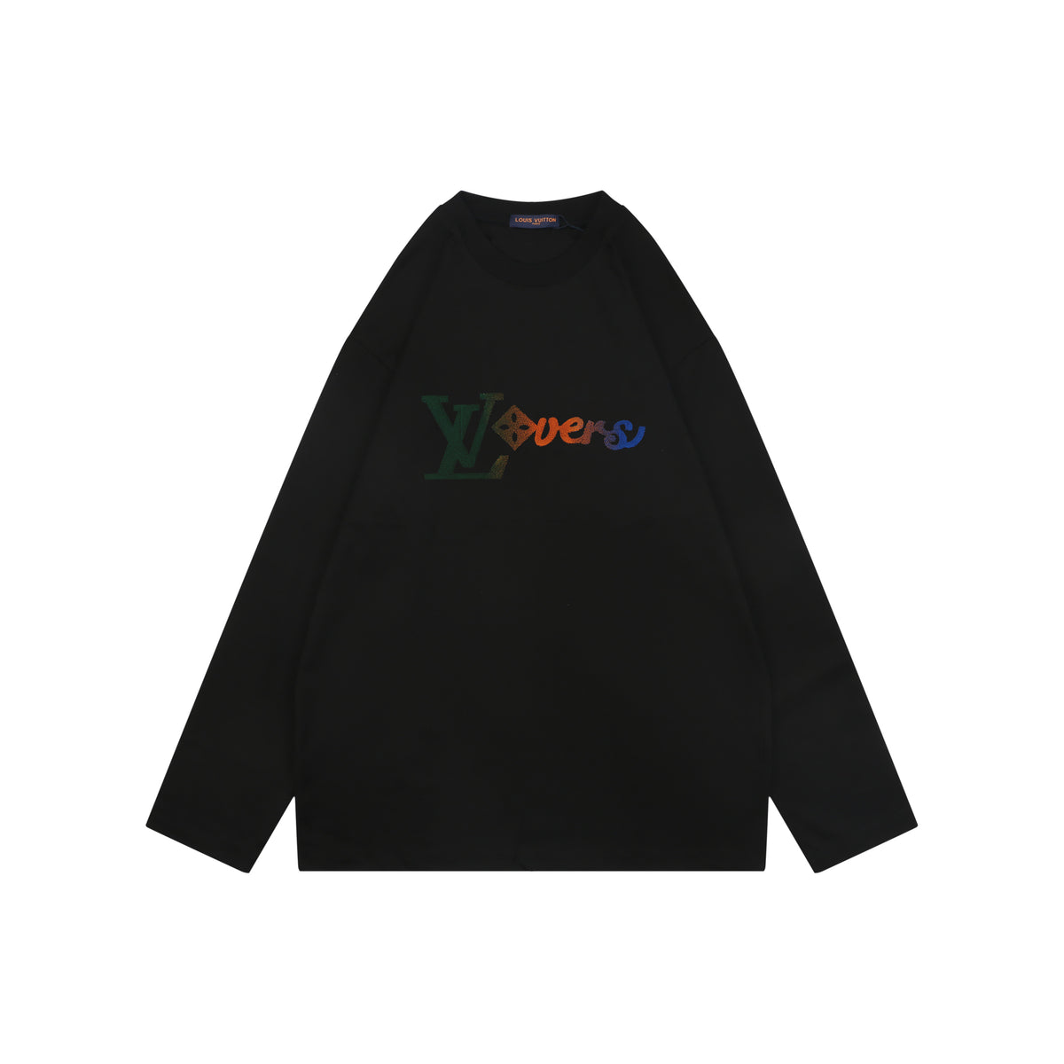Louis Vuitton Gradient Monogram Flocked Lovers Script Long Sleeve T-Shirt | Black