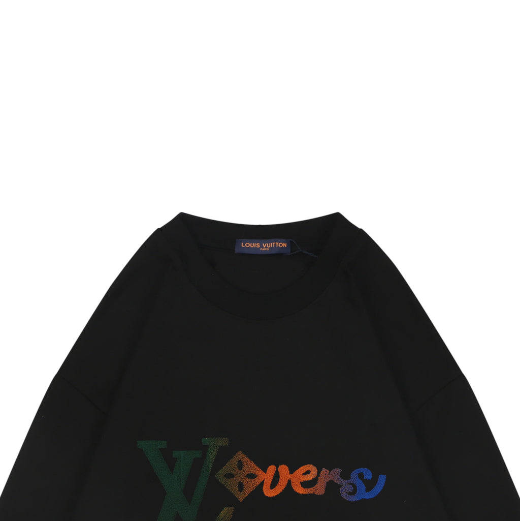 Louis Vuitton Gradient Monogram Flocked Lovers Script Long Sleeve T-Shirt | Black