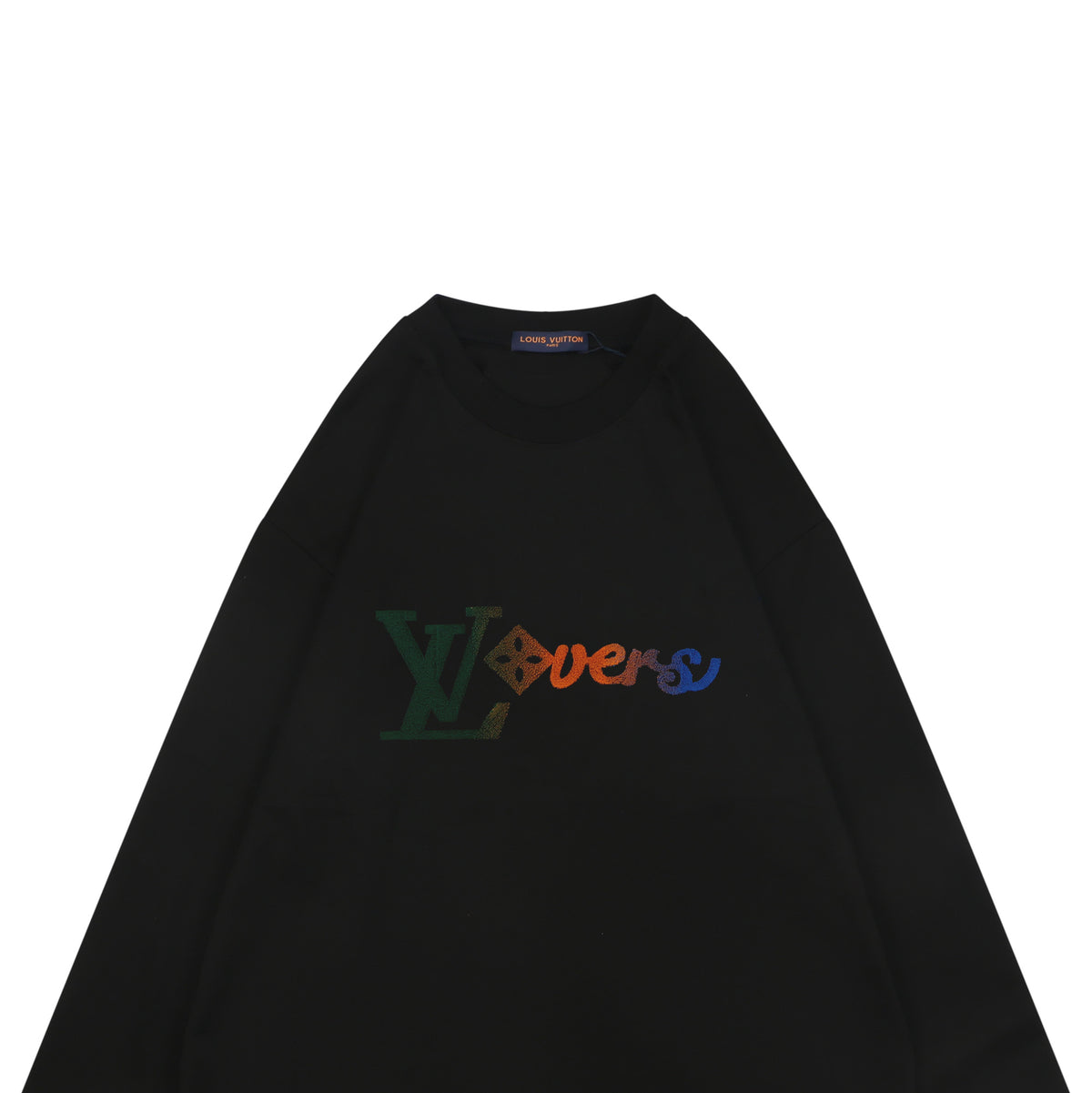 Louis Vuitton Gradient Monogram Flocked Lovers Script Long Sleeve T-Shirt | Black