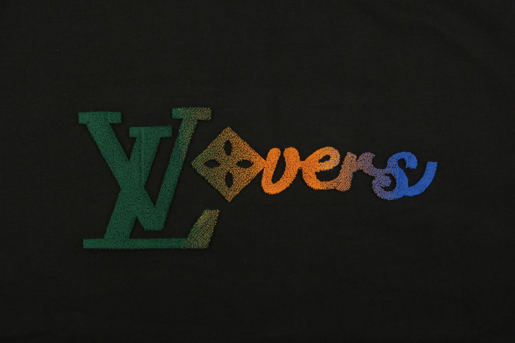 Louis Vuitton Gradient Monogram Flocked Lovers Script Long Sleeve T-Shirt | Black