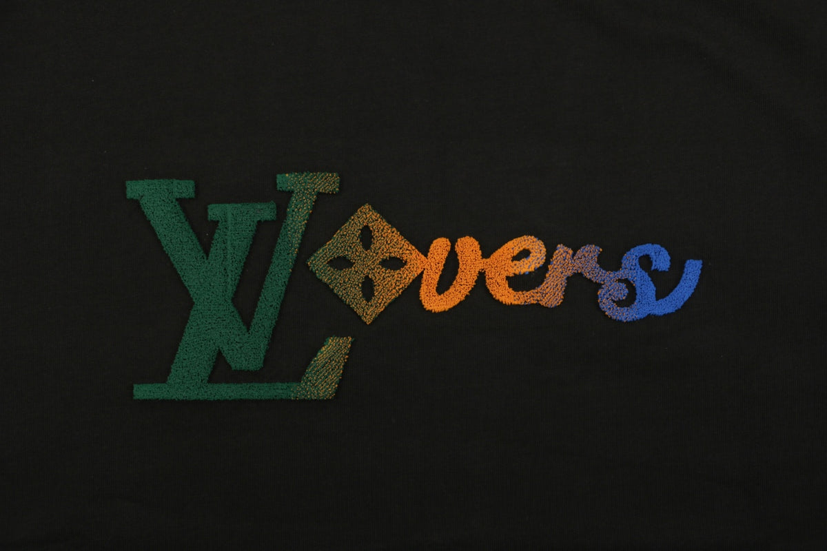 Louis Vuitton Gradient Monogram Flocked Lovers Script Long Sleeve T-Shirt | Black