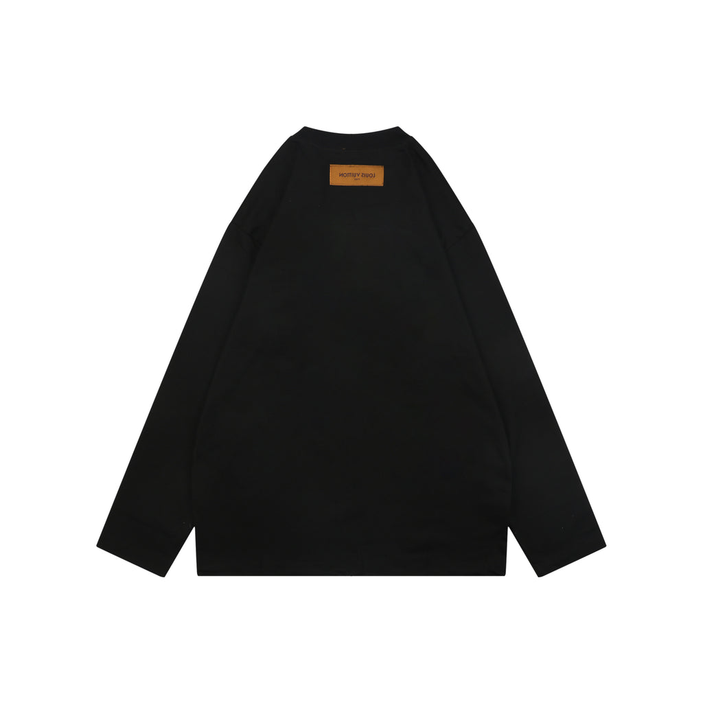 Louis Vuitton Gradient Monogram Flocked Lovers Script Long Sleeve T-Shirt | Black