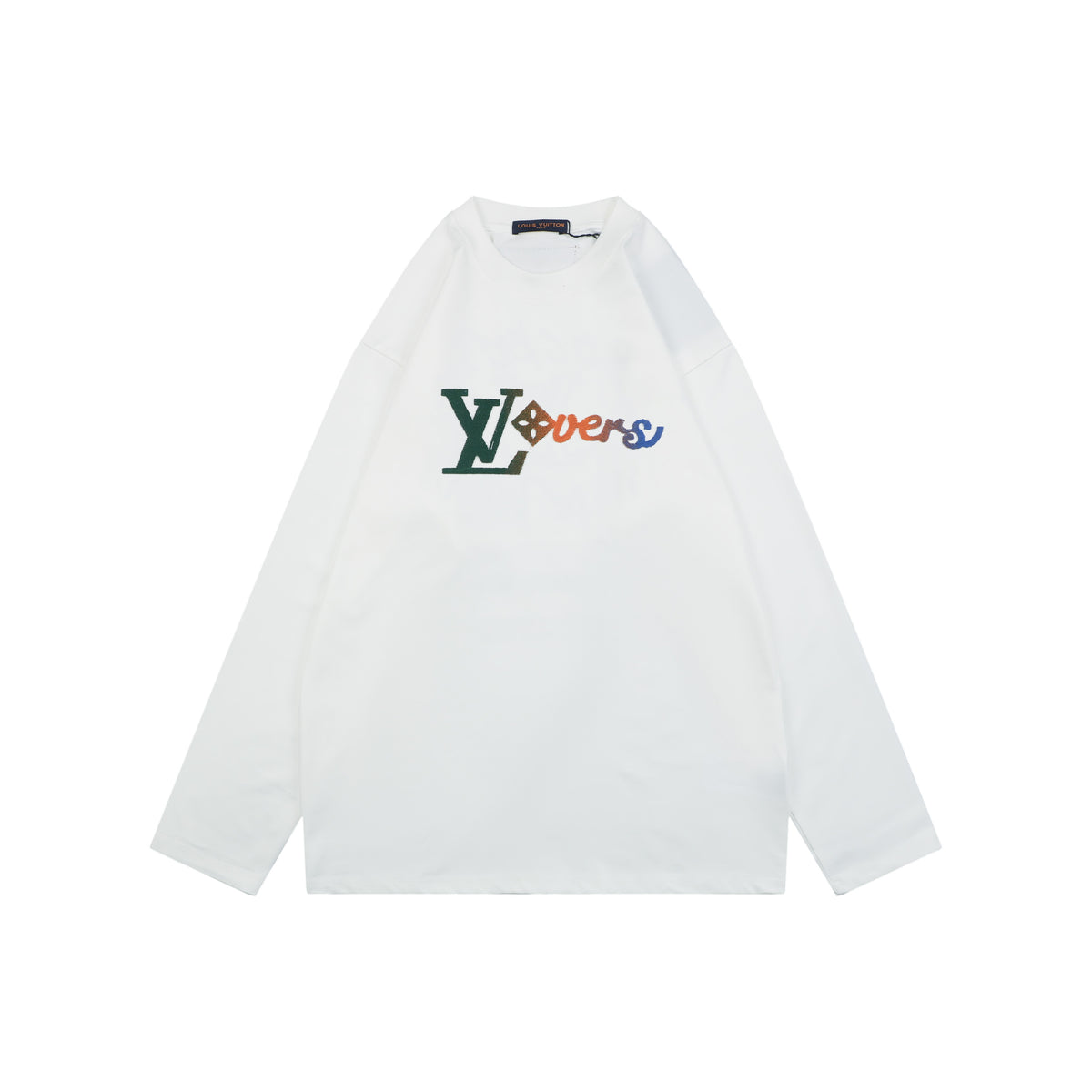Louis Vuitton Multicolour Monogram Flocked Lovers Script Long Sleeve T-Shirt | White