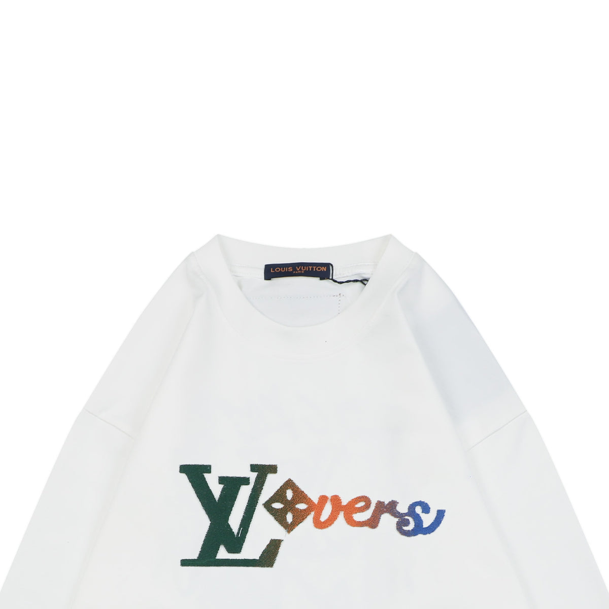 Louis Vuitton Multicolour Monogram Flocked Lovers Script Long Sleeve T-Shirt | White
