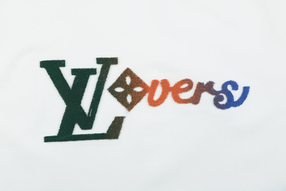 Louis Vuitton Multicolour Monogram Flocked Lovers Script Long Sleeve T-Shirt | White