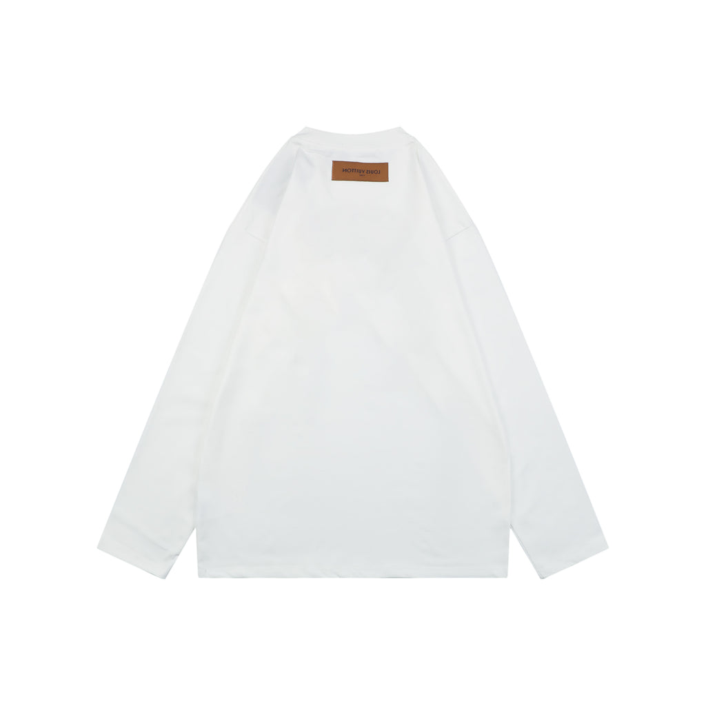 Louis Vuitton Multicolour Monogram Flocked Lovers Script Long Sleeve T-Shirt | White