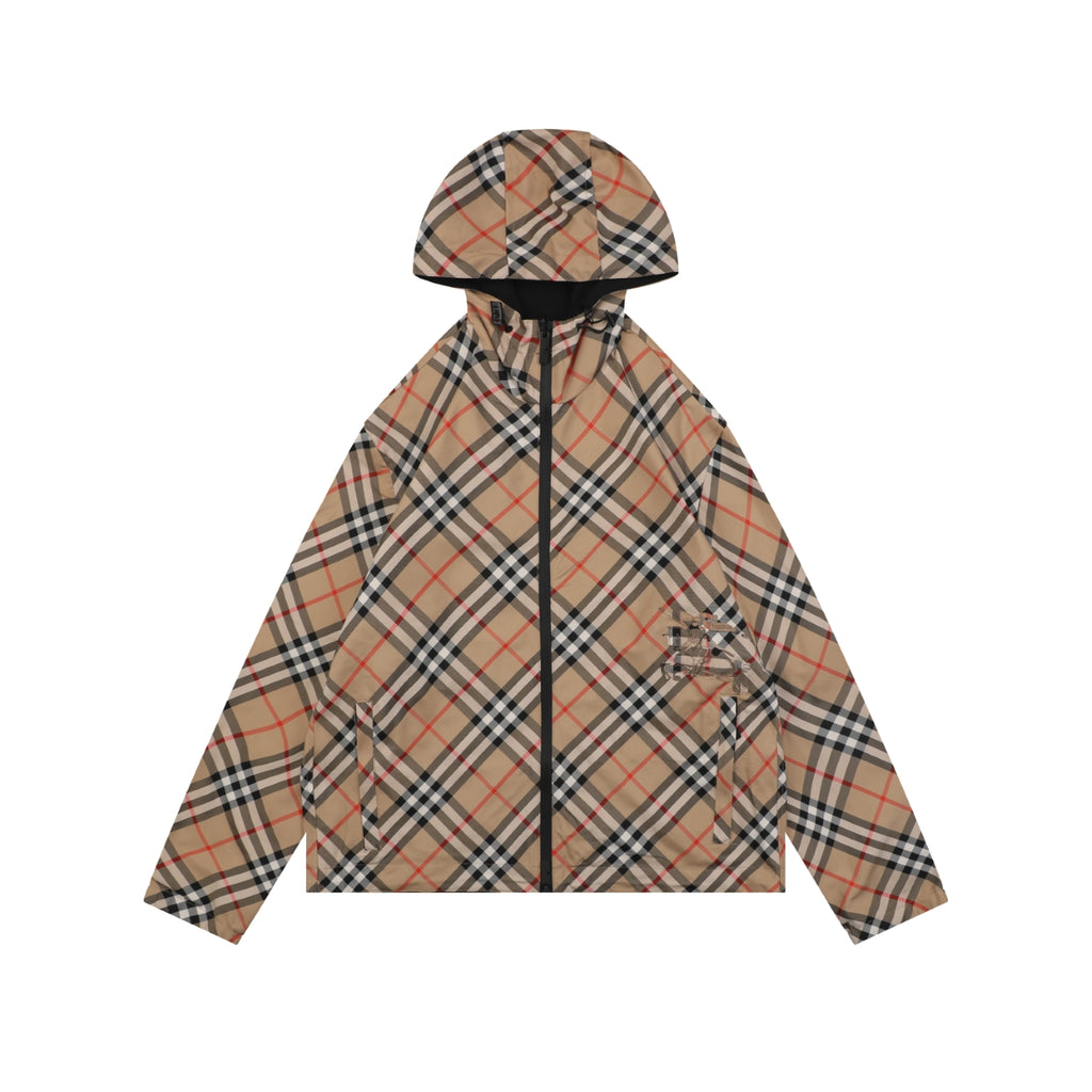Burberry Reversible Vintage Check Diagonal Jacquard Hooded Jacket | Black