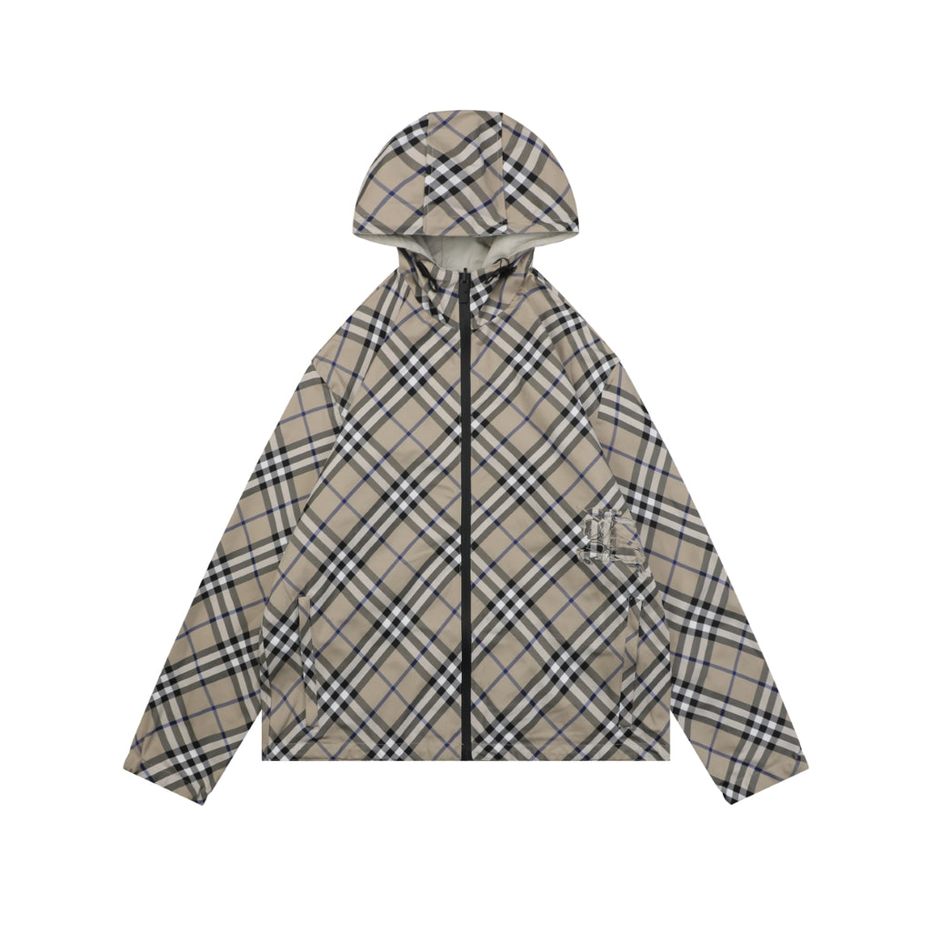 Burberry Reversible Vintage Check Diagonal Jacquard Hooded Jacket | Stone Taupe