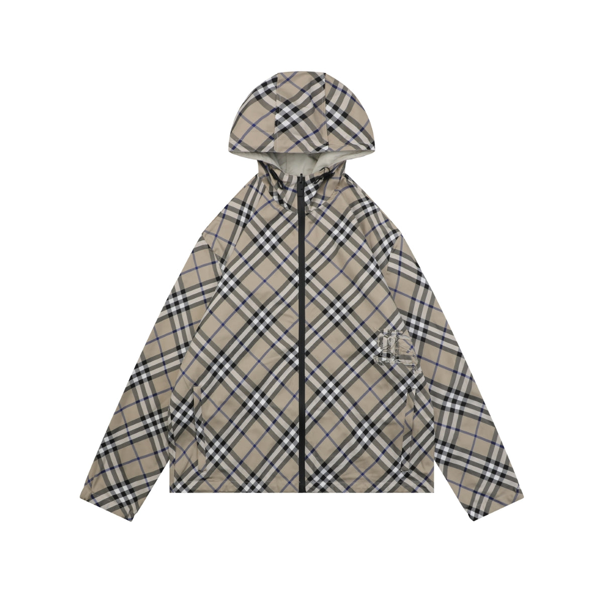 Burberry Reversible Vintage Check Diagonal Jacquard Hooded Jacket | Stone Taupe