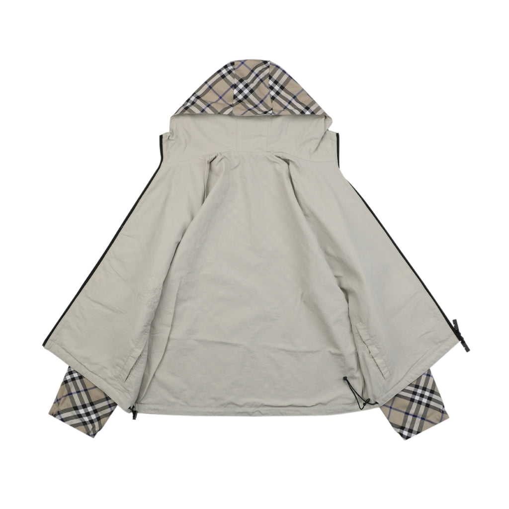 Burberry Reversible Vintage Check Diagonal Jacquard Hooded Jacket | Stone Taupe