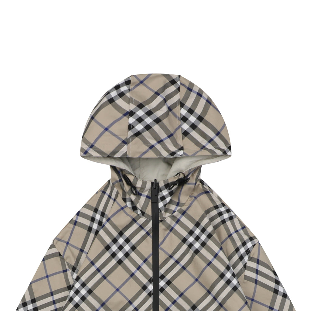 Burberry Reversible Vintage Check Diagonal Jacquard Hooded Jacket | Stone Taupe